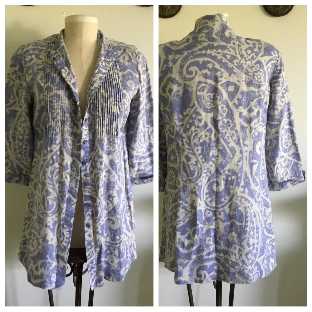 Coldwater Creek soft linen periwinkle-blue tunic